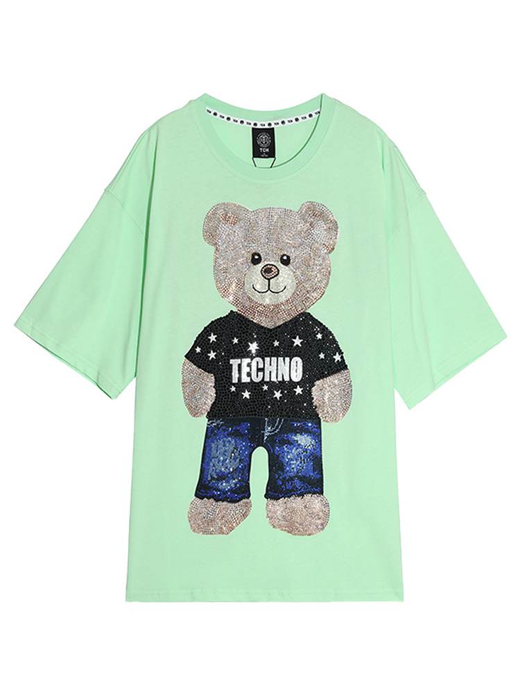 TCH Bear Hot Diamond Graphic Cotton T-Shirt