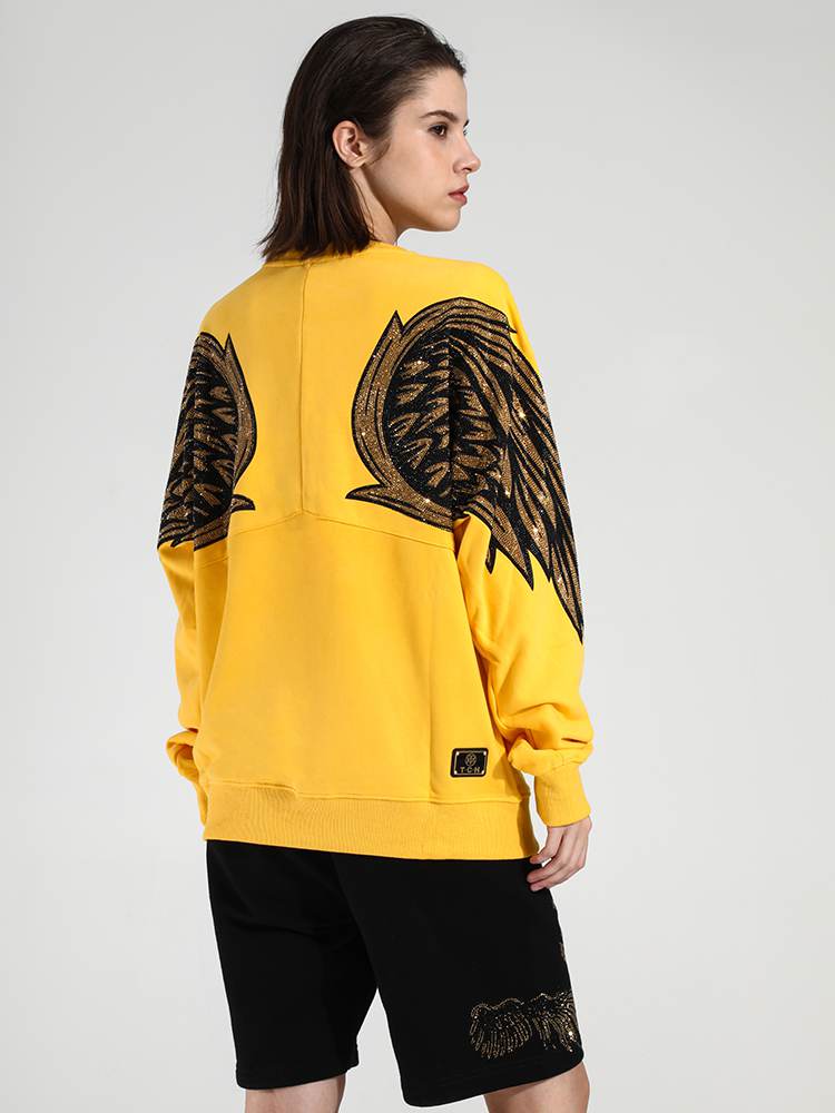 TCH Bear Rhinestone Wing Sleeve Sweatshirt