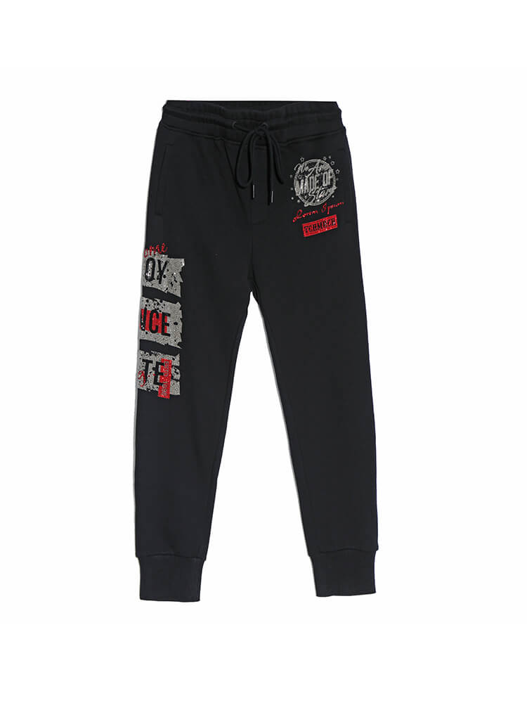 TCH Men's Graphics Letter Hot Diamond Elastic Waist Jogger