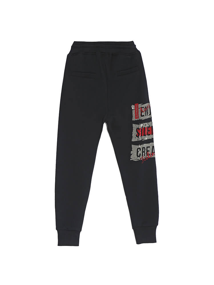 TCH Men's Graphics Letter Hot Diamond Elastic Waist Jogger