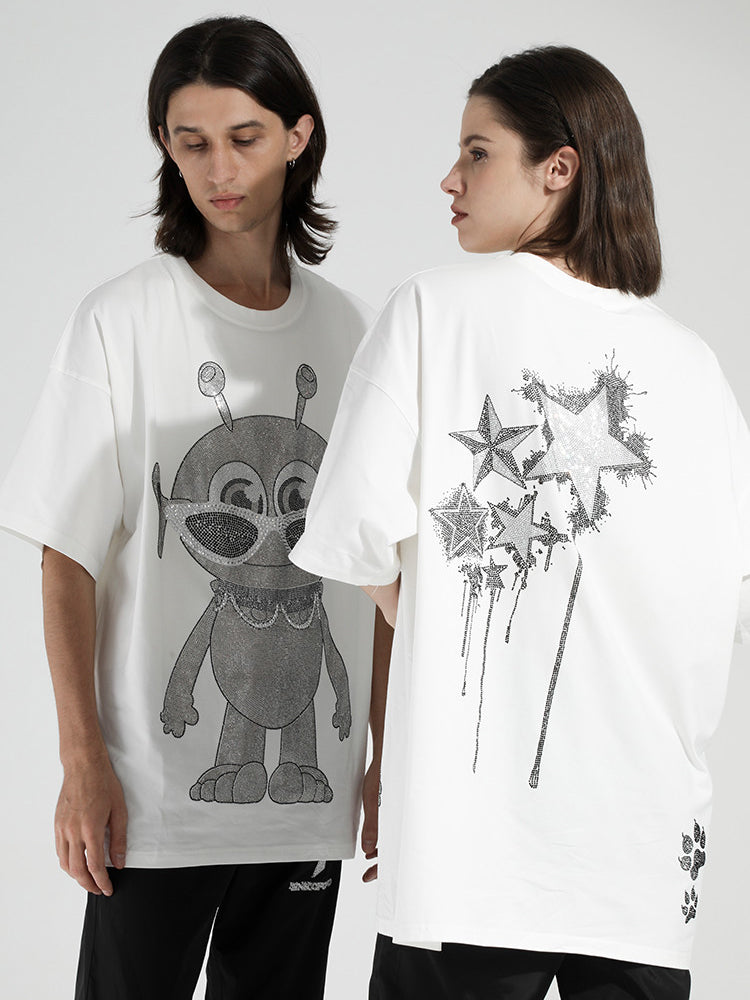 TCH Cartoon Alien Oversized Rhinestone T-Shirt