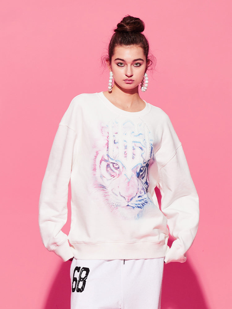 TCH Tiger Rhinestone Long Sleeve Sweatshirt