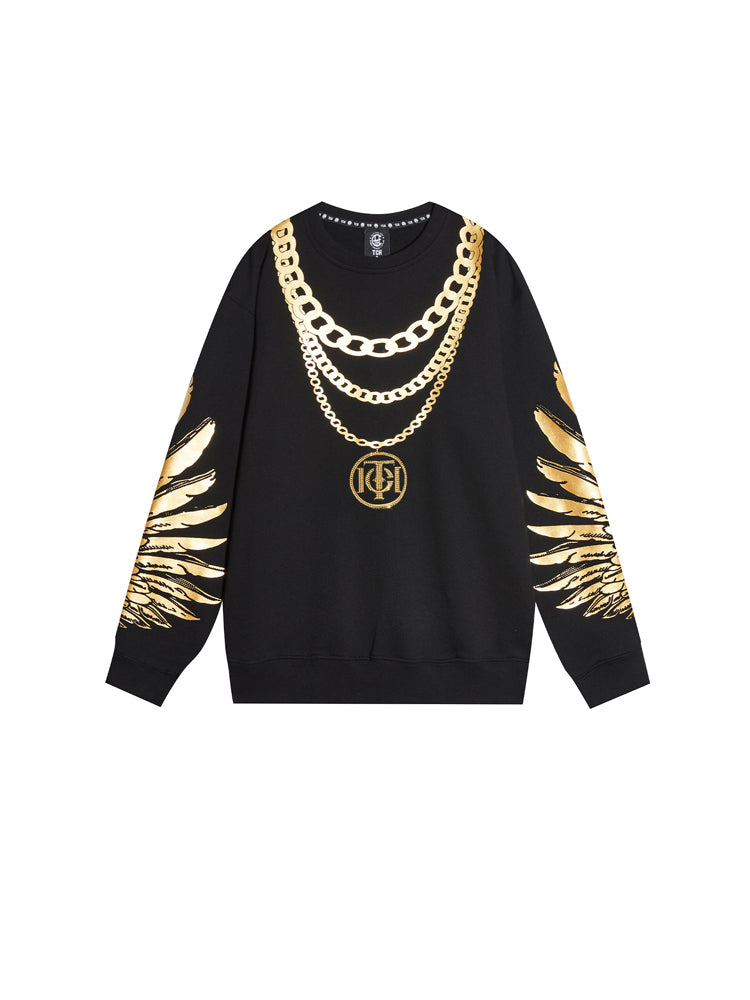 TCH Necklace Gold Wings Rhinestone Unisex Sweatshirt