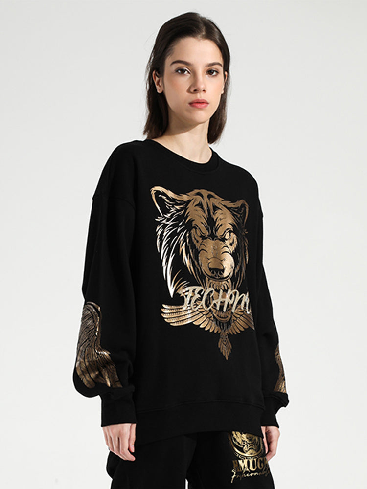 TCH Animal Gold Graphics Long Sleeve Couple Sweatshirt