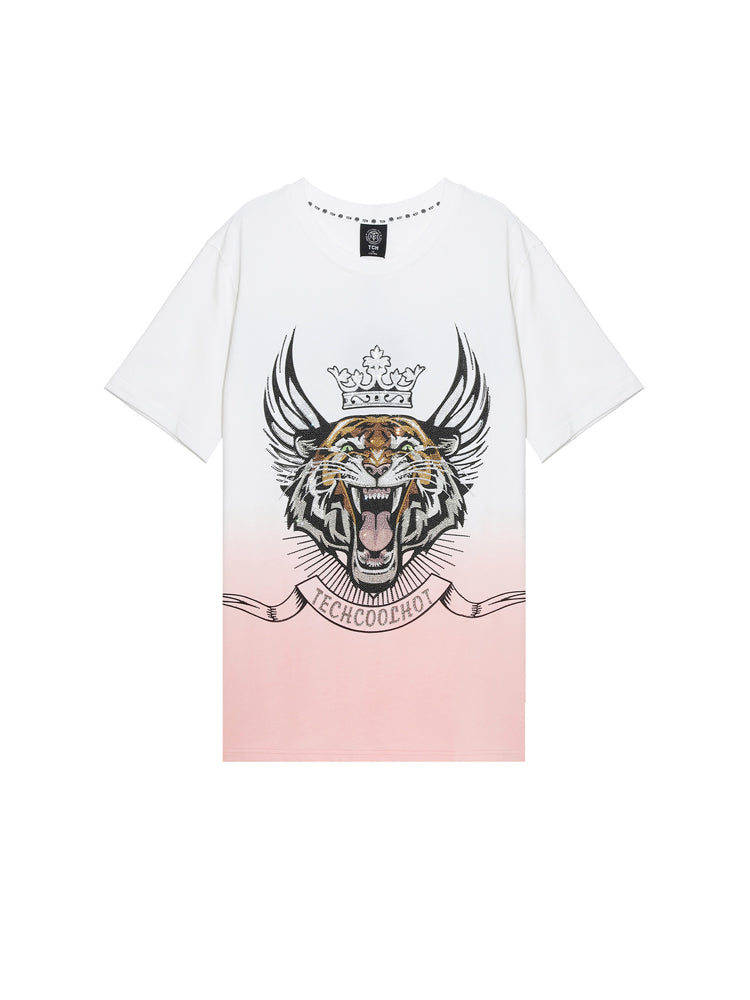 TCH Cartoon Tiger Oversized Rhinestone T-Shirt