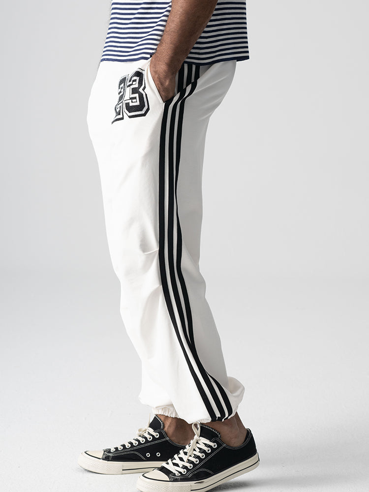 TCH Men's hand-stitched rhinestones White Sweatpants