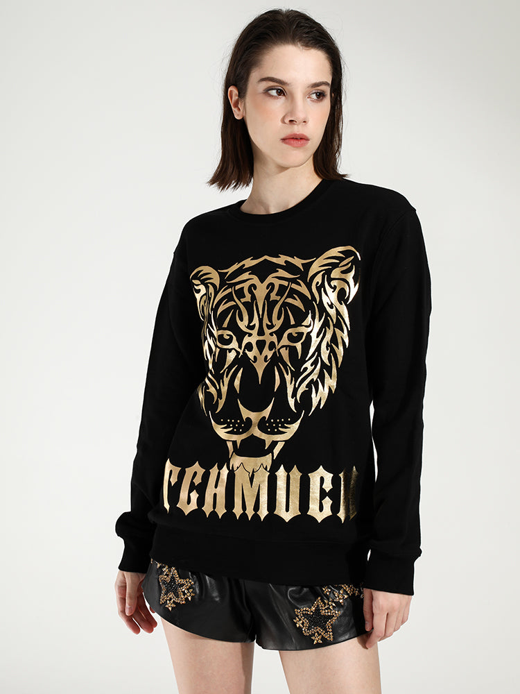 TCH Women's Gold Leopard Crewneck Sweatshirt