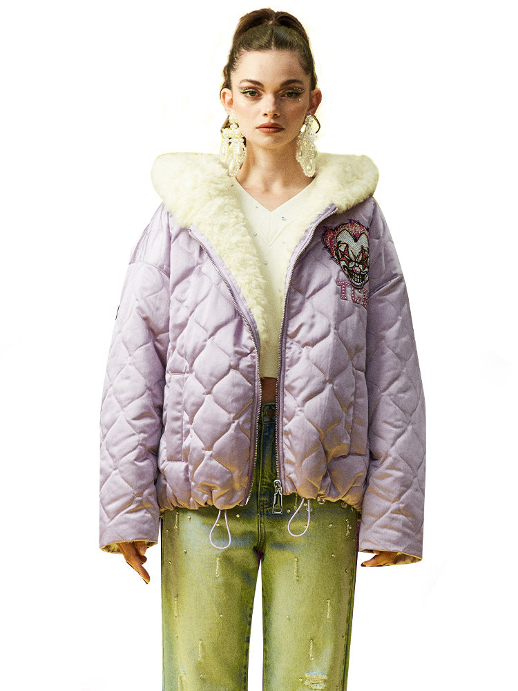 TCH Graphic Rhinestone Shearling Fleece Coats