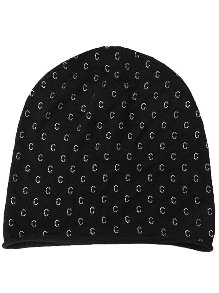 TCH Fashion Black Knitted Letter Beanie