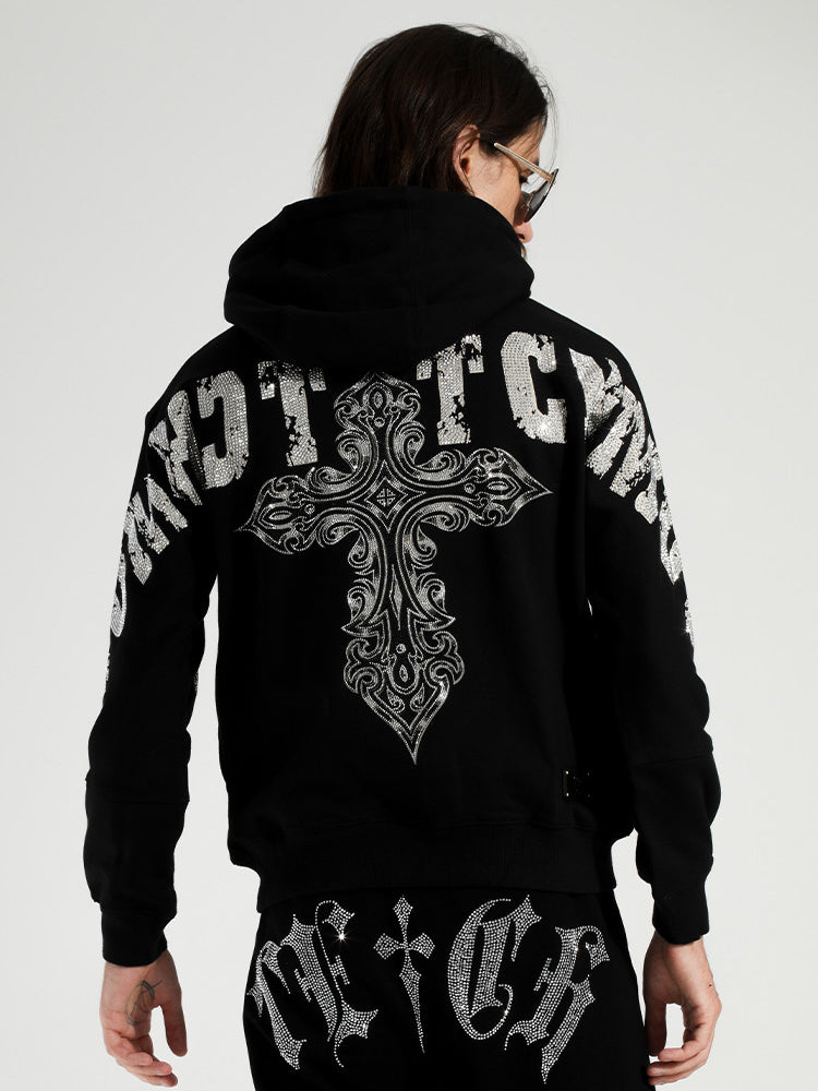 TCH Angry Bear Graphic Rhinestone Letter Hoodie