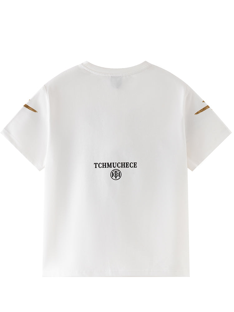 TCH Space Rabbit Round Neck Pullover Short Sleeve T-Shirt