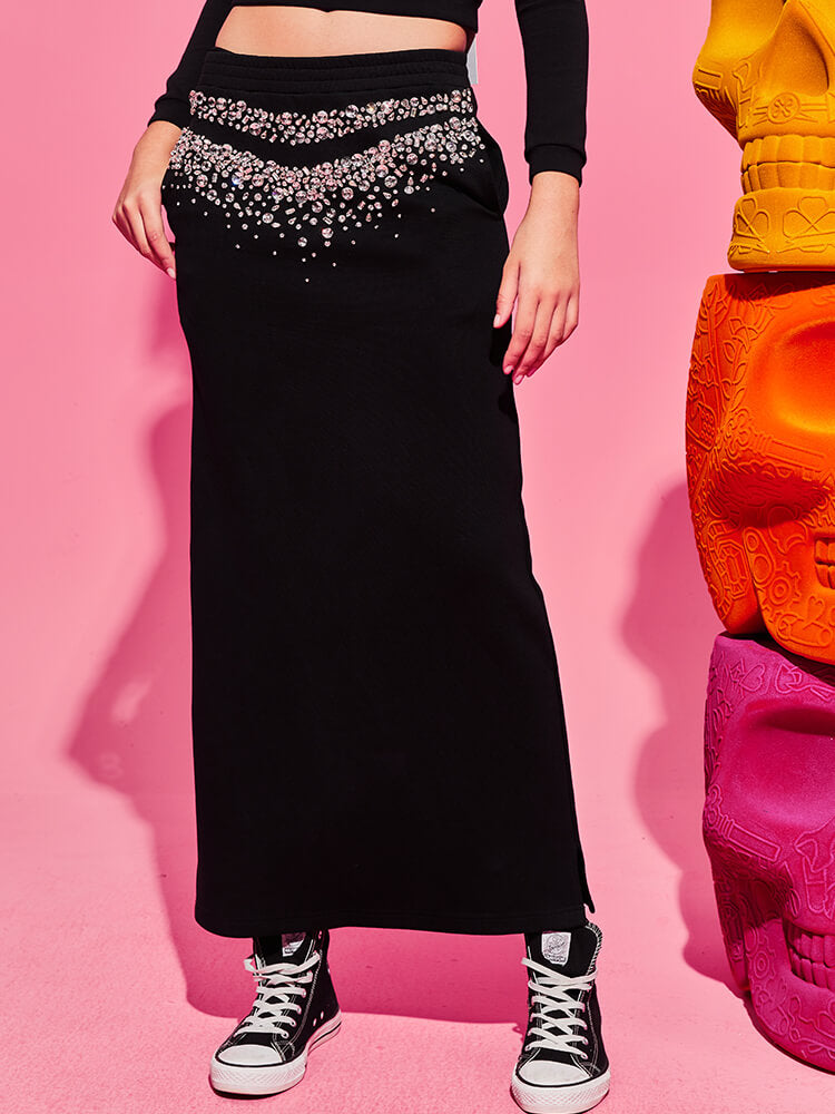 TCH Diamond High Waisted Knit Long Maxi Skirt