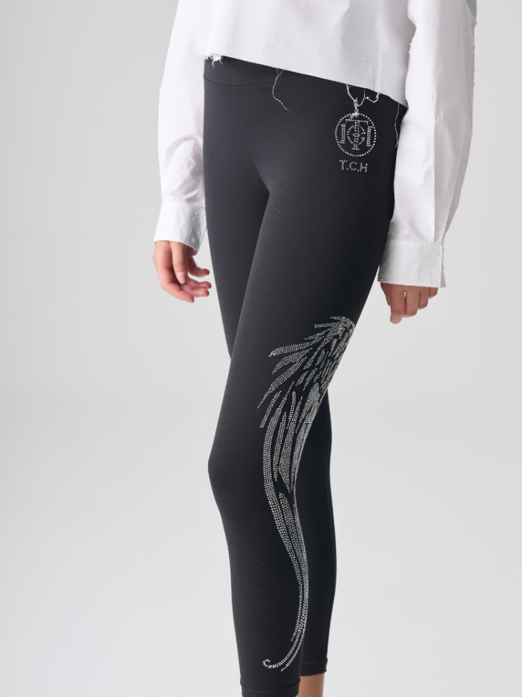 TCH Angel Wings Hot Diamond Black Leggings