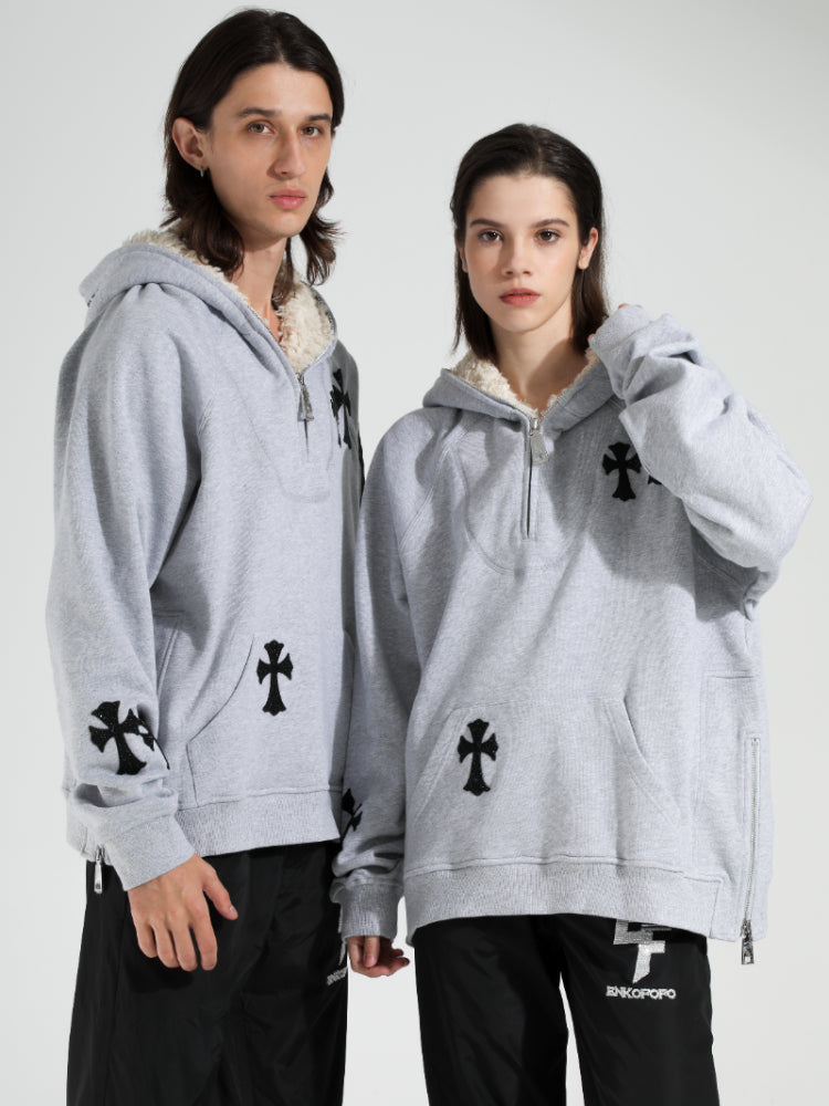 【QuickShip】TCH Graphic Cross Print Zip Up Hoodie Sweatshirt