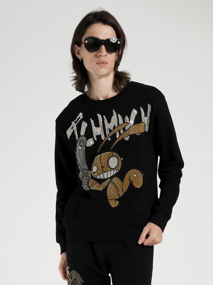 TCH Hot Diamond Letter Rabbit Printed Sweatshirt