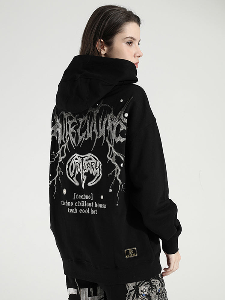 TCH Hot Diamond Lion Printed Drawstring Long Sleeve Hoodies