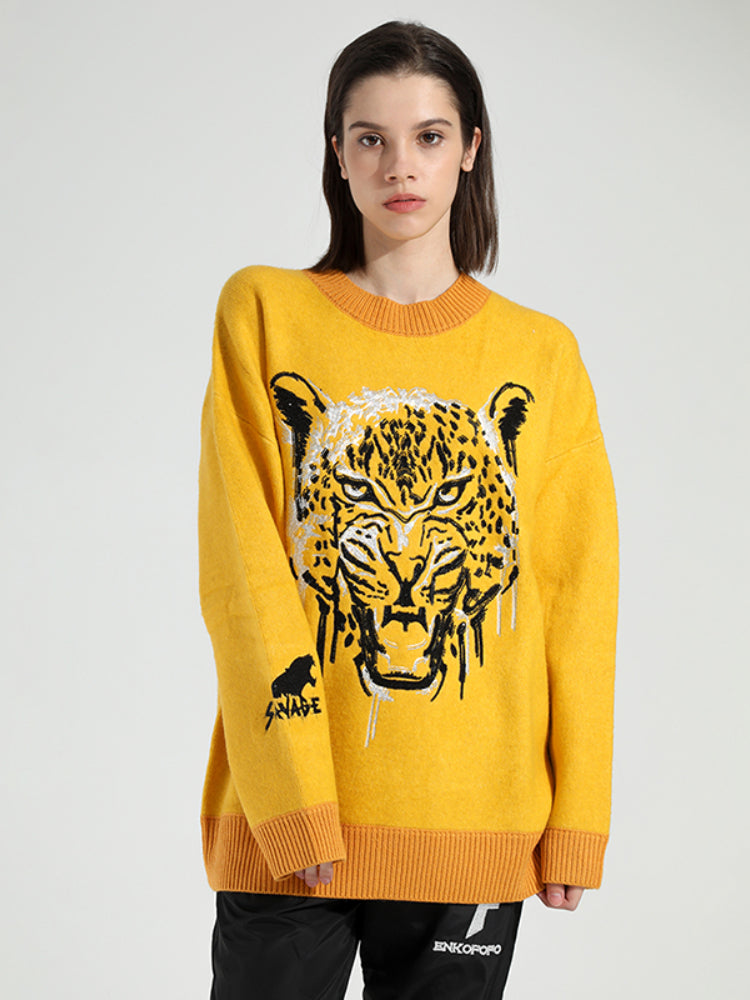 TCH Rhinestone Tiger Graphic Knitwear Sweater