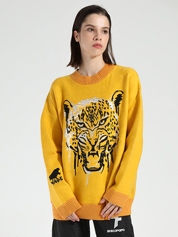 TCH Rhinestone Tiger Graphic Knitwear Sweater