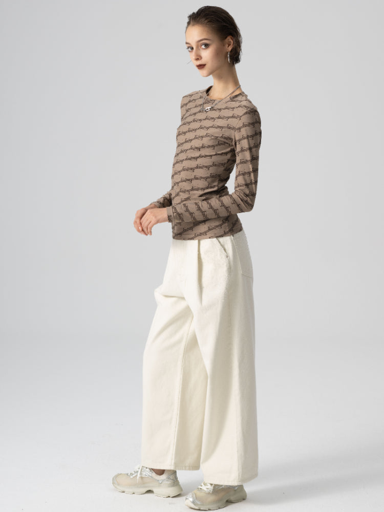 TCH Long Sleeve Crew Neck Top In Neutral