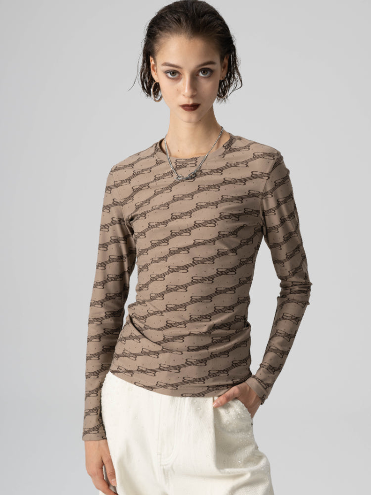 TCH Long Sleeve Crew Neck Top In Neutral