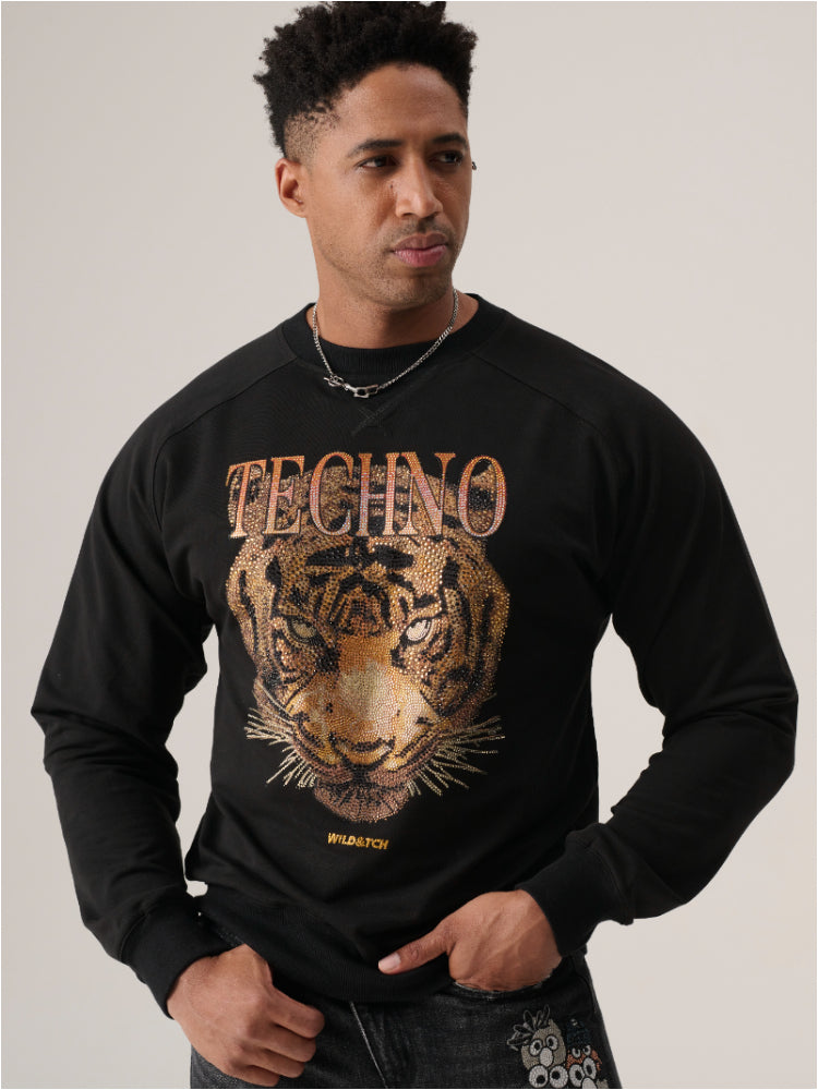 TCH Men's Tiger Printed Crew neck Sweatshirt