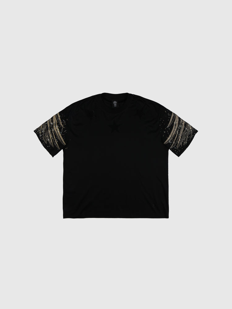 TCH Printed Diamond-Embedded Black T-shirt