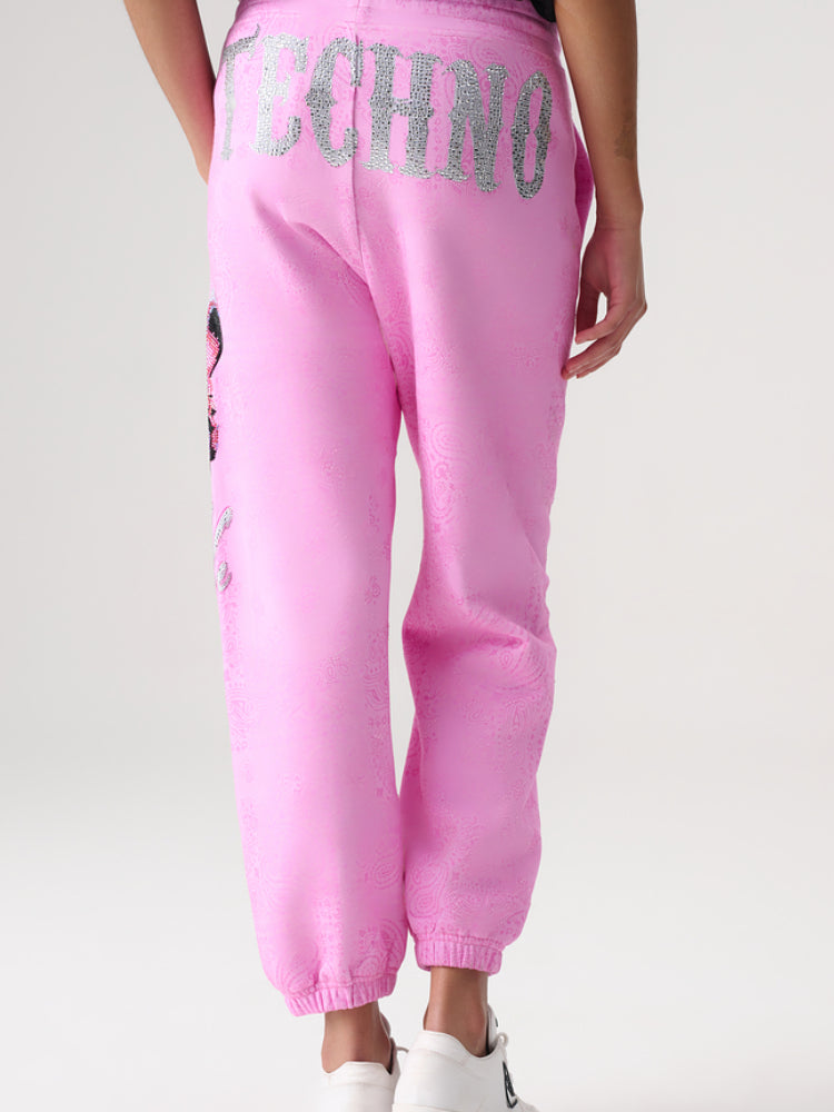 TCH Printed Rhinestone Pink Pants