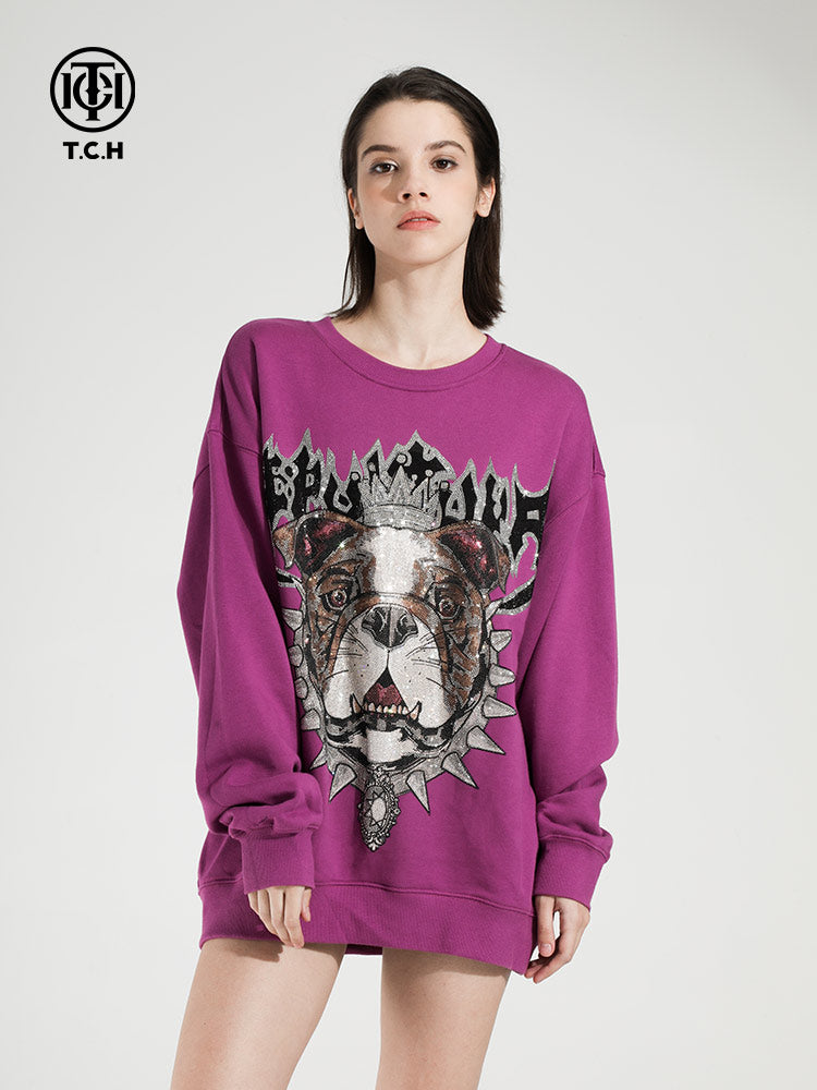 TCH Unisex Printed Crew Neck Loose Sweatshirt