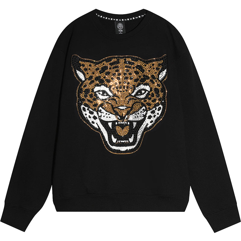 TCH Rhinestone Leopard  Long Sleeve Sweatshirt