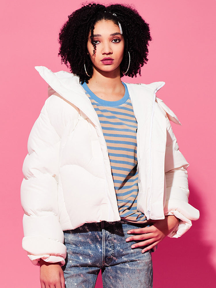 TCH Hoodie Zip Cropped Puffer Jacket Coat