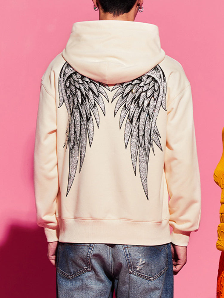 TCH Angel Wings Rhinestone Solid Hoodie