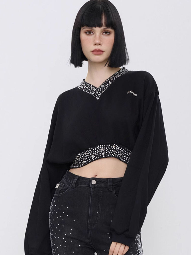 TCH Crystal-Embellished Cropped Sweatshirt