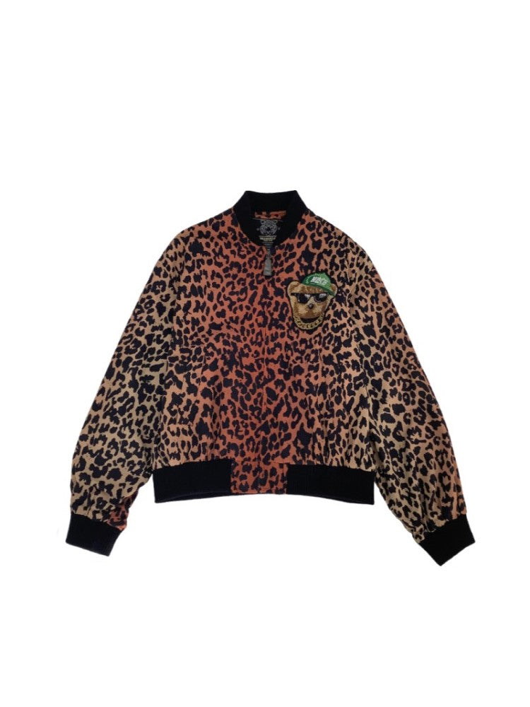 TCH Rhinestone Leopard Graphic Bomber Jacket