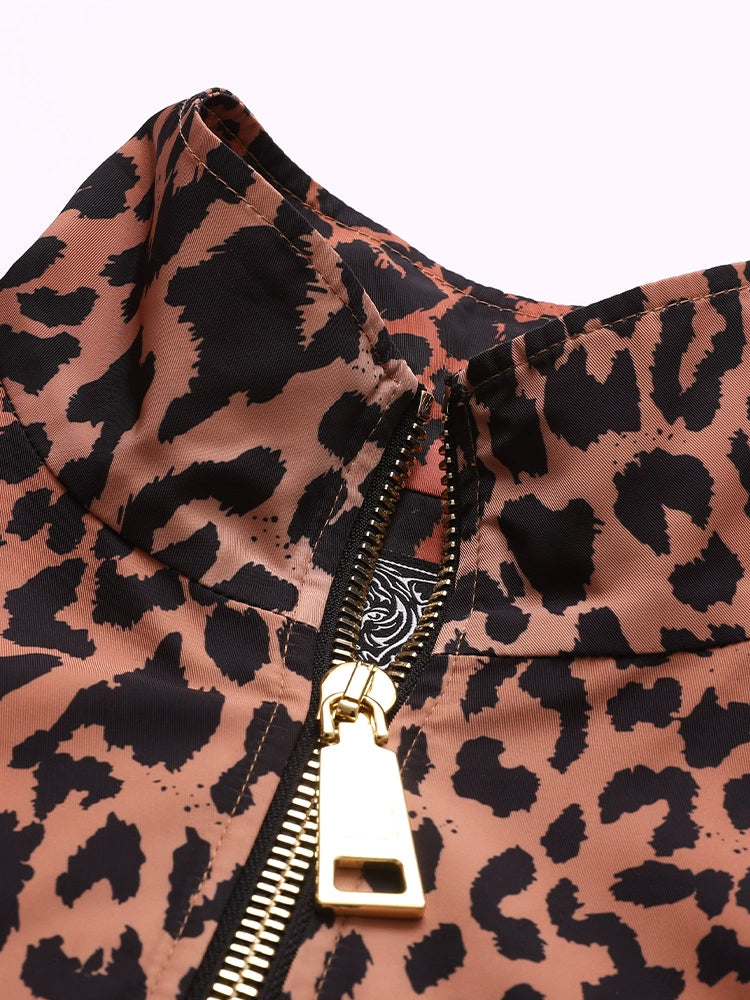 TCH Teddy Bear Rhinestone Leopard Track Jacket