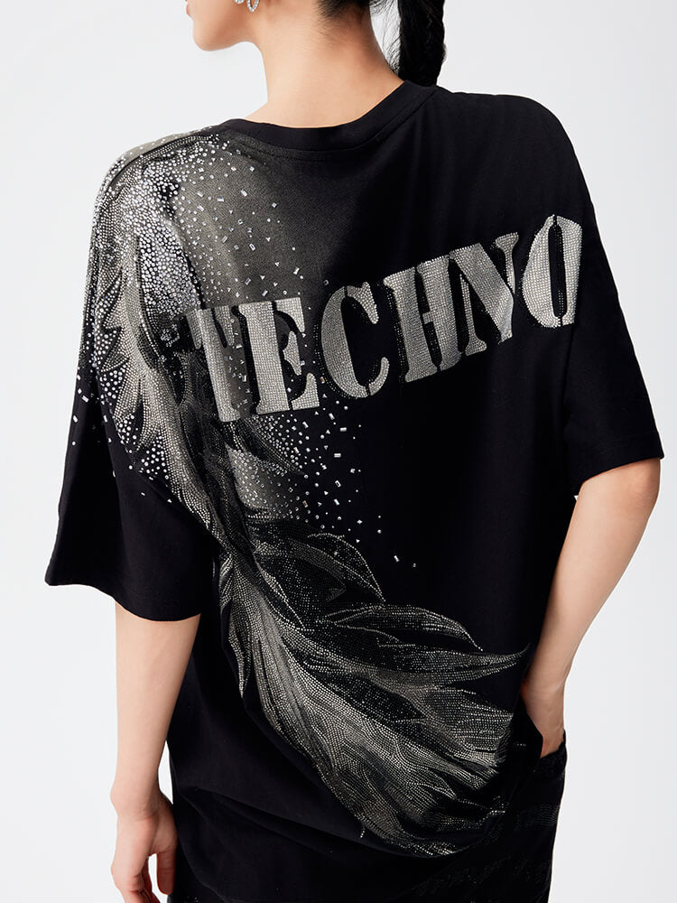 TCH Rhinestone Short Sleeve Black T-shirt