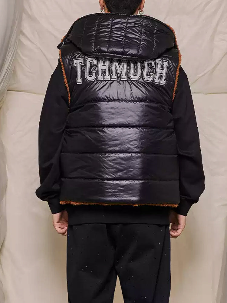 TCH Rhinestone Reversible Sherpa Puffer Vest